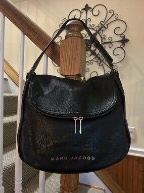 Marc Jacobs The Groove Black Pebble Leather Handbag Satchel Purse - EXC